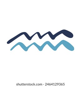 Abstract Wavy Lines in Blue and Light Blue Tones   Minimalist Art.
