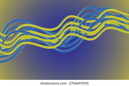Abstractas líneas onduladas en azul y amarillo sobre un fondo degradado.