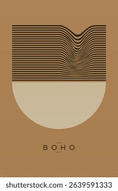 Abstract Wavy Lines Boho Wall Art Decor. Printable Boho Wall Art Poster