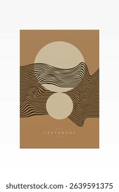 Abstract Wavy Lines Boho Wall Art Decor. Printable Boho Wall Art Poster