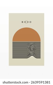 Abstract Wavy Lines Boho Wall Art Decor. Printable Boho Wall Art Poster