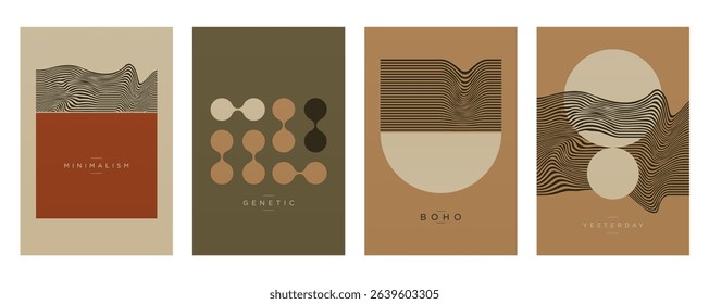 Abstract Wavy Lines Boho Wall Art Decor. Printable Boho Wall Art Poster
