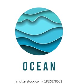 Abstract wavy lines in circle sea waves,ocean,coast,lake,river flow,water design template vector pattern logo blue. Icon beach,symbol summer,badge hotel,pictogram for tourism,sign voyage,cruise travel