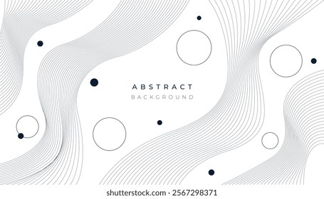 Abstract Wavy Lines and Circular Shapes on Light Background