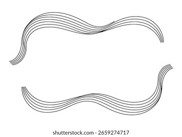 Linhas onduladas abstratas criando elementos divisores decorativos. Um gráfico simples e moderno para bordas de página, quadros ou designs criativos.