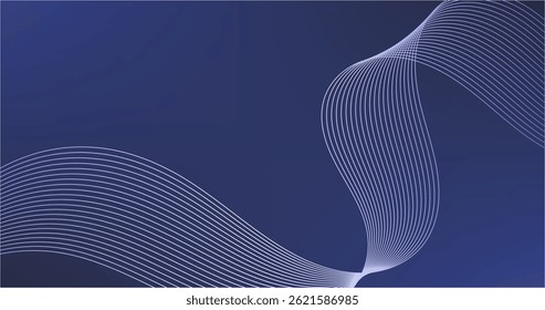 Abstract wavy lines crossing on blue gradient background Vector illustration.