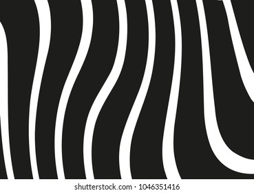 Abstract wavy lines. Curved black and white stripes. Vector illustration 
