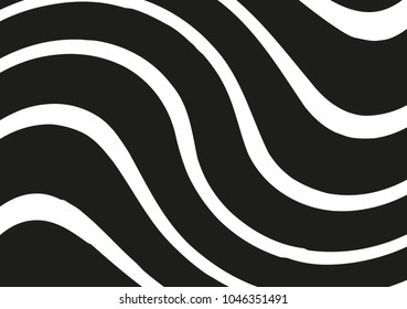 Abstract wavy lines. Curved black and white stripes. Vector illustration 