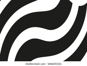 Abstract wavy lines. Curved black and white stripes. Vector illustration 