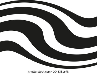 Abstract wavy lines. Curved black and white stripes. Vector illustration 
