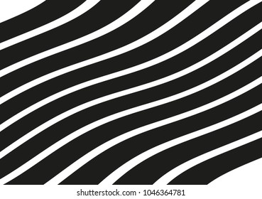 Abstract wavy lines. Curved black and white stripes. Vector illustration 