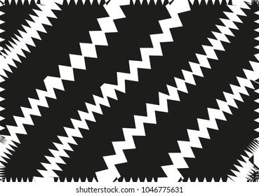 Abstract wavy lines. Curved zigzag black and white stripes. Vector illustration 