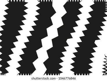 Abstract wavy lines. Curved zigzag black and white stripes. Vector illustration 