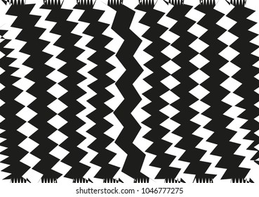 Abstract wavy lines. Curved zigzag black and white stripes. Vector illustration 