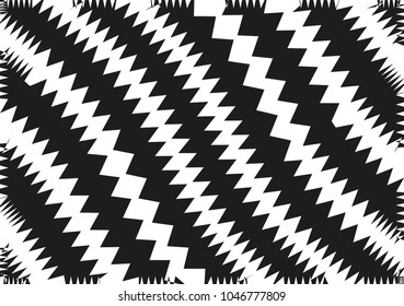 Abstract wavy lines. Curved zigzag black and white stripes. Vector illustration 