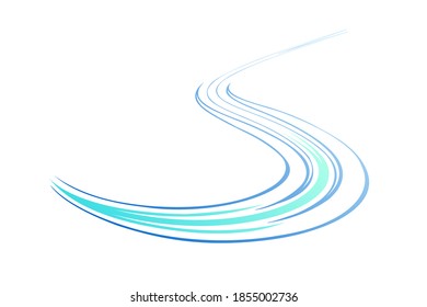Abstract wavy lines design element. Movement effect in diminishing perspective. Vector art.
