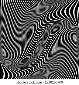 Abstract wavy lines design. Striped black and white background and texture. Vector art.