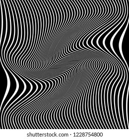 Abstract wavy lines design. Striped black and white background and texture. Vector art.