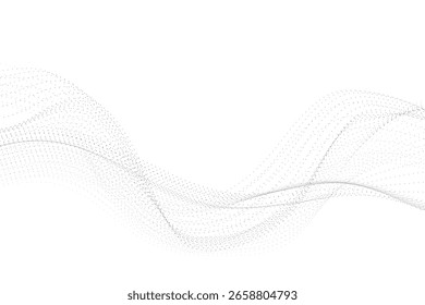 Abstractas líneas onduladas de puntos en blanco