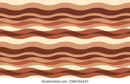 Abstract wavy lines in earthy tones create a calming, retroinspired pattern perfect for website backgrounds, textile designs, or social media graphics.