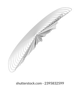elemento de líneas onduladas abstractas. Partículas flotantes ondulan el patrón de onda 3D de la curva a medio tono. Vector de elementos en el concepto de tecnología, ciencia y modernidad
