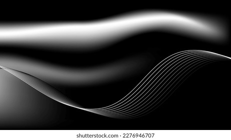 Abstract wavy lines elements on dark background. Vector graphic illustration.