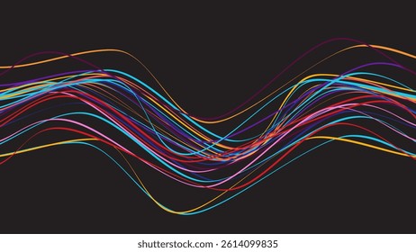 ABSTRACT WAVY LINES FLAT COLOR PATTERN DARK BACKGROUND. GOOD FOR POSTER, WALLPAPER, COVER, FRAME, FLYER, SOCIAL MEDIA, GREETING CARD