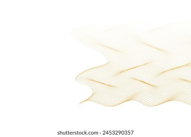 Abstract wavy lines flowing curve golden gradient color on withe background. Vector in concept of luxury, technology, science, music, modern.