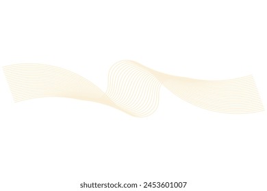 Líneas onduladas Abstractas que fluyen color de degradado dorado curva en el fondo blanco. Vector en concepto de lujo, tecnología, ciencia, música, moderno.