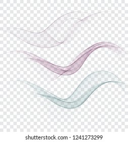 Abstract wavy lines in the form of a wave. A vectorial set of waves. An illustration of smoke or water.
