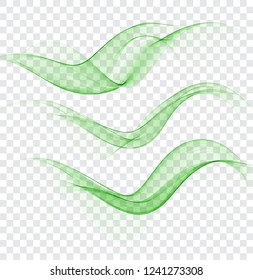 Abstract wavy lines in the form of a wave. A vectorial set of waves. An illustration of smoke or water.
