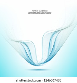 
Abstract wavy lines in the form of a wave. Vector light blue background. Illustration of smoke or water