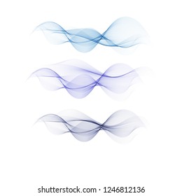 Abstract wavy lines in the form of a wave. A vectorial set of waves. An illustration of smoke or water.