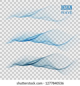 Abstract wavy lines in the form of a wave. A vectorial set of waves. An illustration of smoke or water.