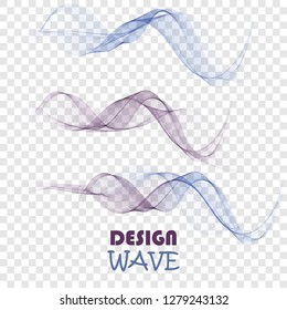 Abstract wavy lines in the form of a wave. A vectorial set of waves. An illustration of smoke or water.