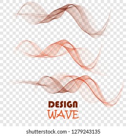 Abstract wavy lines in the form of a wave. A vectorial set of waves. An illustration of smoke or water.