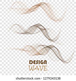 Abstract wavy lines in the form of a wave. A vectorial set of waves. An illustration of smoke or water.