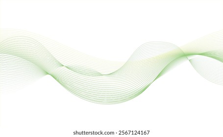 Abstract wavy lines. Futuristic tech background with Curved wavy line. Abstract vector background with green wavy lines,	