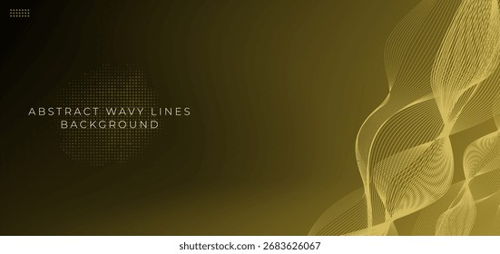 Líneas onduladas Abstractas y fondo de Tecnología futurista. Fondo de gradiente de oro Abstractas.