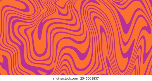 Abstract Wavy Lines Geometric Texture. Trendy Acid Abstraction Pattern. Vector Optical Illusion Art Illustration.