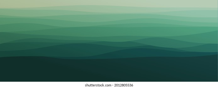 abstract wavy lines geometric trendy gradient  background natural dark green combined color. Modern template for poster business card landing page website. vector illustration eps 10