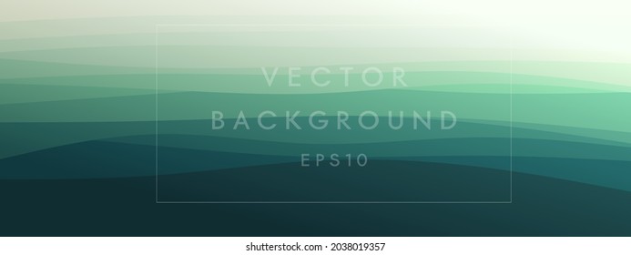 Abstrakte, gewellte Linien geometrische Farbverlauf-Hintergrund natürliche dunkelgrüne kombinierte Farbe. Moderne Vorlage für Poster-Visitenkarten-Landing-Page. Vektorgrafik eps10