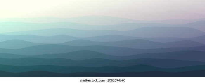 abstract wavy lines geometric trendy gradient  background natural dark green combined color. Modern template for poster business card landing page website. vector illustration eps 10