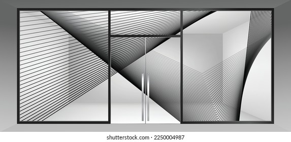 Abstract wavy lines for glass partition graphic design. Decorative frosted window film for Residential and Commercial space.