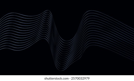 ABSTRACT WAVY LINES GRADIENT BLUE COLOR PATTERN DARK BACKGROUND. GOOD FOR POSTER, WALLPAPER, COVER, FRAME, FLYER, SOCIAL MEDIA, GREETING CARD