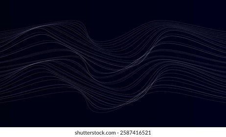 ABSTRACT WAVY LINES GRADIENT COLOR PATTERN DARK BACKGROUND. GOOD FOR POSTER, WALLPAPER, COVER, FRAME, FLYER, SOCIAL MEDIA, GREETING CARD