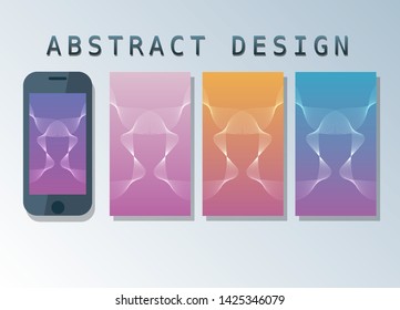 Abstract wavy lines gradient wallpaper set with different colors for mobile phones