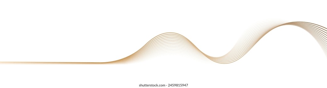 Abstract wavy lines (Guilloche texture) flowing smooth curve gold gradient color on transparent background. Vector horizontal template for business banner, technology, luxury voucher, invitation