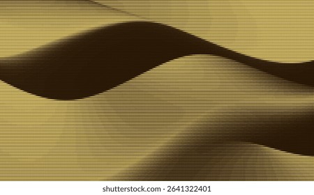 Abstract wavy lines with halftone gradient in earthy tones vector illustration.