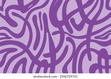 Abstract Wavy Lines – Modern Fluid Chaos Pattern in Purple Tones